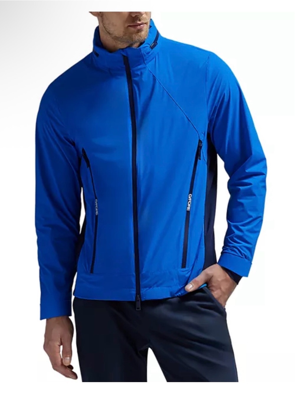 G/Fore G4 WHISPER WATER REPELLENT STRETCH HOODED Golf Jacket Men Large Blue NEW